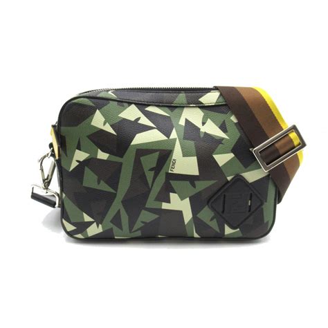 fendi 7m0286|Fendi Monster Eyes Camo Canvas Crossbody Bag 7M0286 Green.